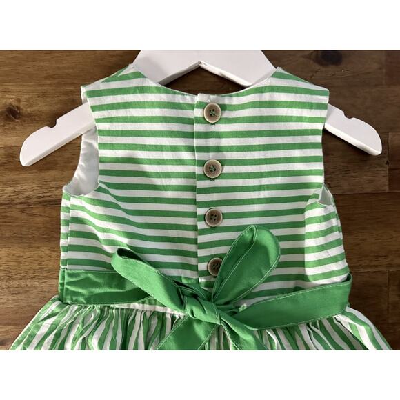 Cheeky Plum Green Striped Sleeveless Cotton Dress Baby 18/24M - Picture 10 of 10